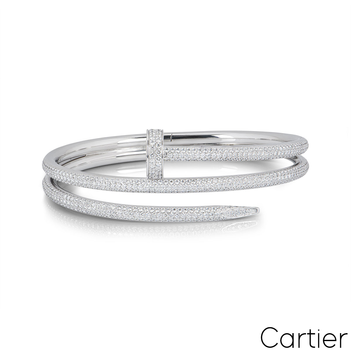 Cartier White Gold Diamond Juste Un Clou Bracelet Size 19 N6708719